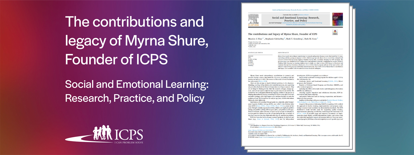 The legacy and contributions of Myrna B. Shure, founder of ICPS 